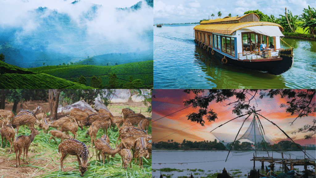 Visual timeline for a 10 days Kerala tour package covering hills, backwaters, and beaches